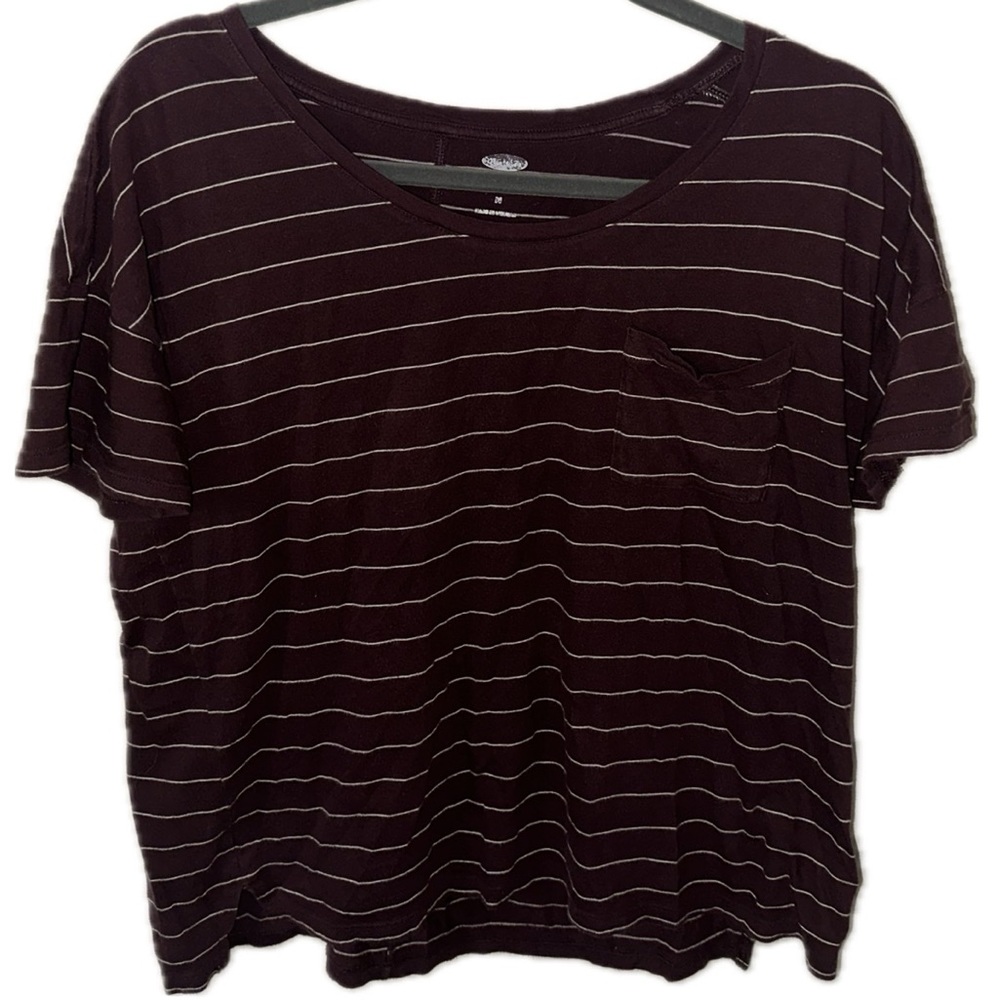 Woman’s Stripped Boyfriend Pocket T-Shirt Size Medium
